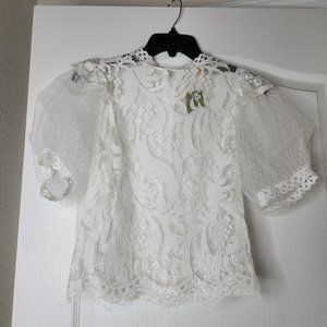 Mock Neck Lace, puffy cicular sleeves
